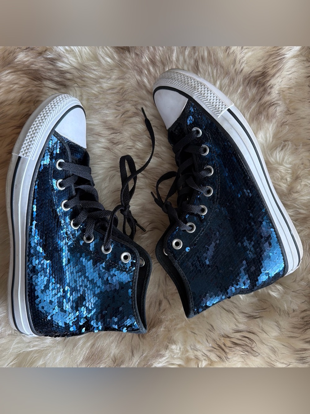 Converse Chuck Taylor All Star High Top Women's Shoes Sequin Blue /Black Dance 8 - Picture 12 of 14
